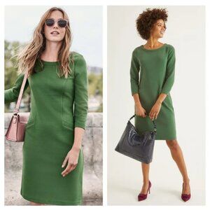 Boden Green Ponte Shift Dress | Classic Fit Work to Weekend Style | Size 12